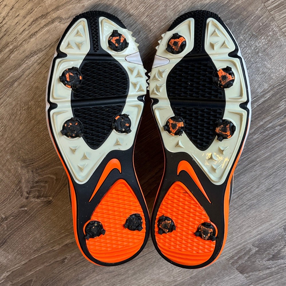 Nike Lunar Command Mens Golf Shoes White Orange Black‎ Spiked 704844-101 Size 10 - Picture 7 of 9
